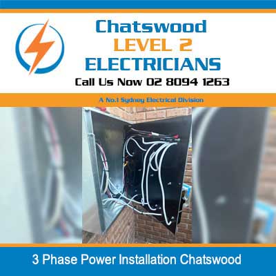 Three-phase electrical wiring inside wall cavity or conduit in Chatswood