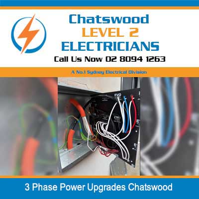 Three-phase electrical wiring and connections inside switchboard enclosure in Chatswood