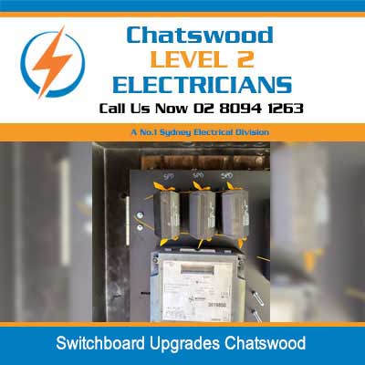 3 phase electrical switchboard with isolators and meter in Chatswood