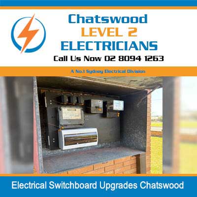 Electrical meter box and switchboard upgrades in outdoor brick enclosure in Chatswood
